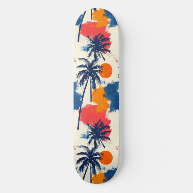 Cool Summer Beach Palm Designed Skateboard (Front)
