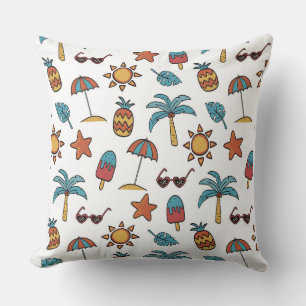 Cool Summer Beach Pattern Throw Pillow