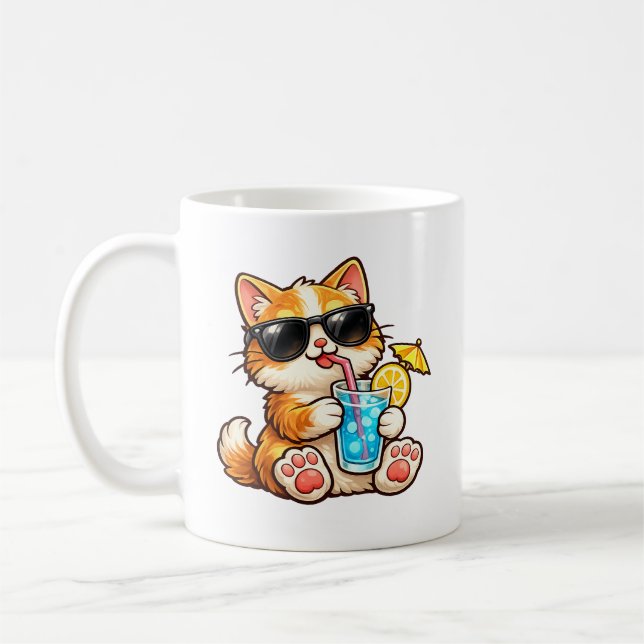 Cool Summer Cat Coffee Mug (Left)