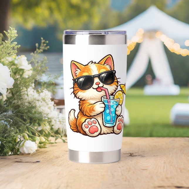 Cool Summer Cat Insulated Tumbler (Wedding (Rotated))