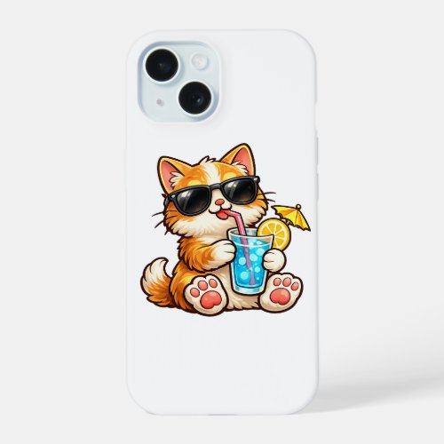 Cool Summer Cat iPhone 15 Case