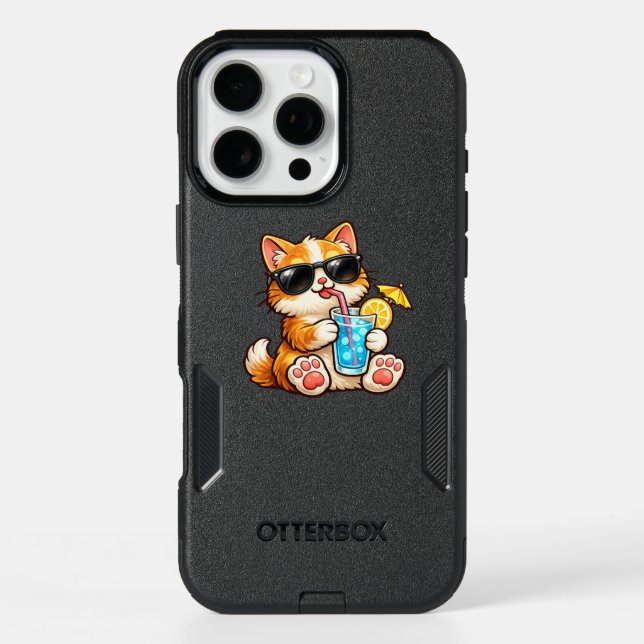 Cool Summer Cat Otterbox iPhone Case (Back)