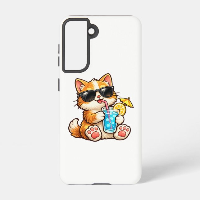 Cool Summer Cat Samsung Galaxy Case (Back)