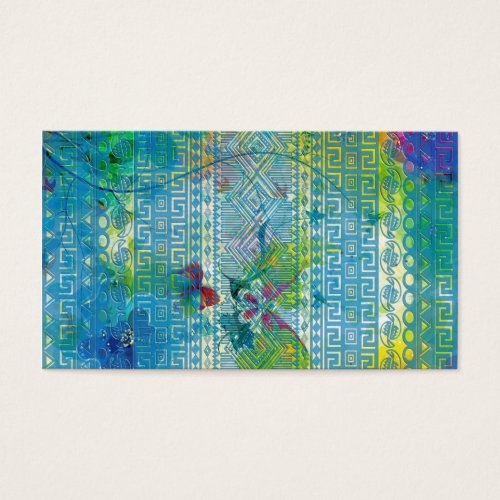 cool summer colours Aztec soft blue pattern Business Cards
