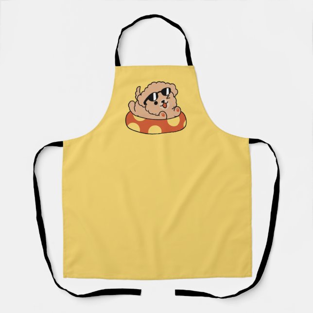 Cool Summer Dog Floating – Cute Puppy Pool Party Apron (Front)