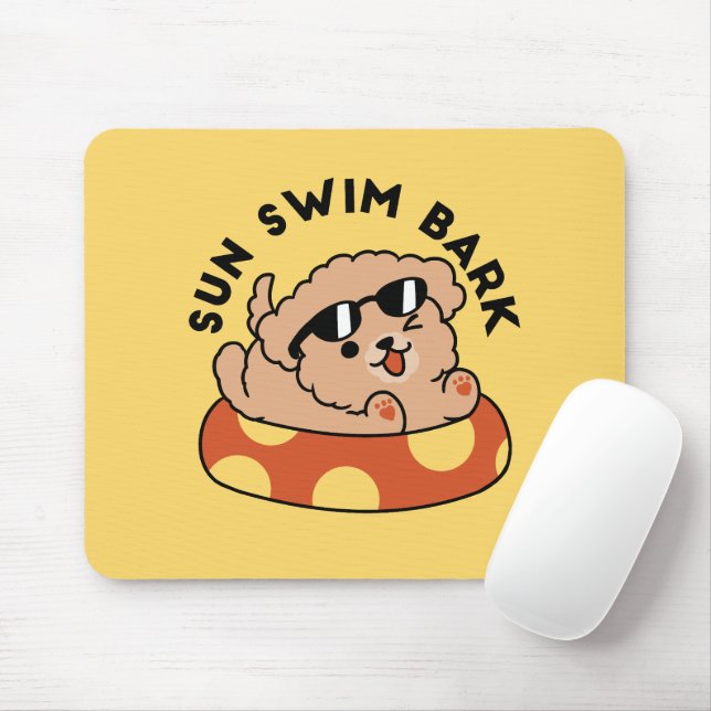 Cool Summer Dog Floating – Cute Puppy Pool Party Mouse Pad (With Mouse)