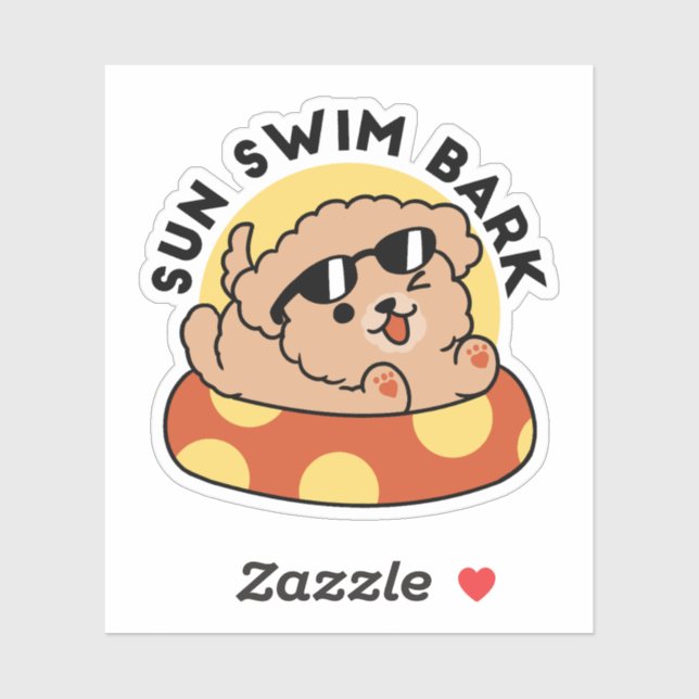 Cool Summer Dog Floating – Cute Puppy Pool Party Sticker (Sheet)