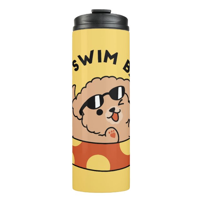 Cool Summer Dog Floating – Cute Puppy Pool Party Thermal Tumbler (Front)
