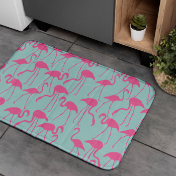 Cool Summer Flamingo Pattern Bathroom Mat by heartlockedhome at Zazzle