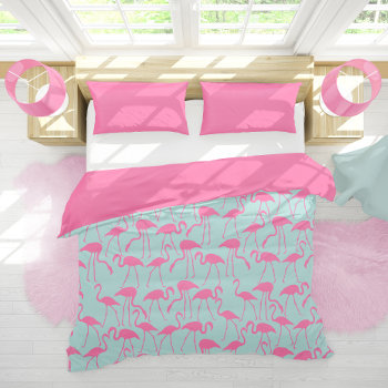 Cool Summer Flamingo Pattern Duvet Cover by heartlockedhome at Zazzle