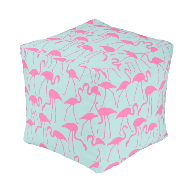 Cool Summer Flamingo Pattern Pouf (Angled Front)