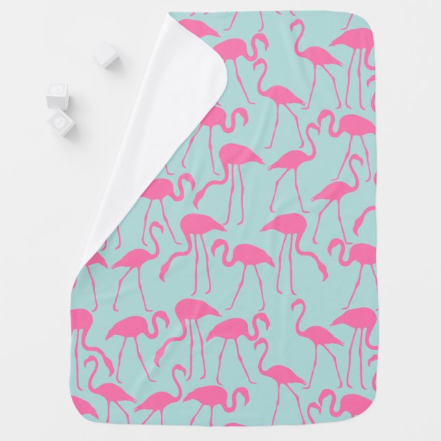 Cool Summer Flamingo Pattern Receiving Blanket (In Situ)