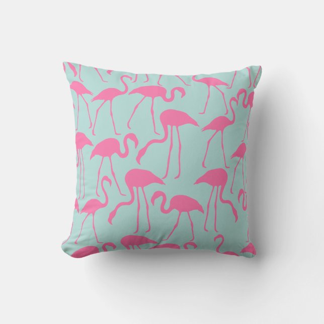 Cool Summer Flamingo Pattern Throw Pillow (Front)