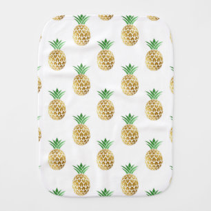 Cool Summer Gold Foil Pineapple Pattern Baby Burp Cloth