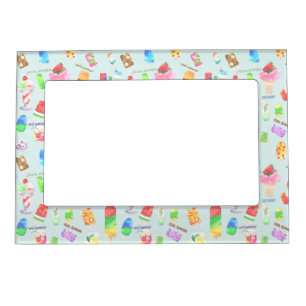cool summer- ice cream, popice, and cold drink magnetic frame