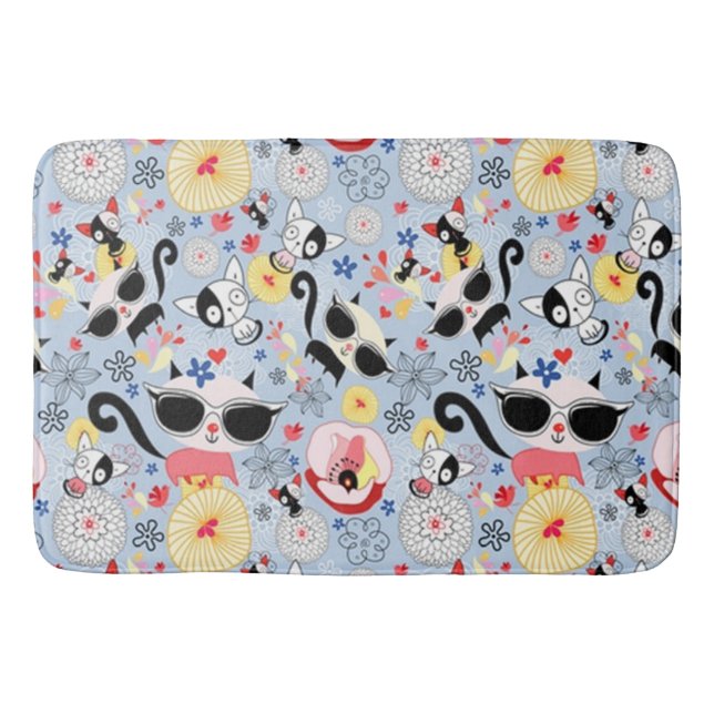 Cool Summer Kitty Bathroom Mat (Front)