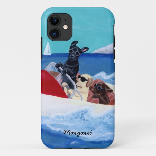 Cool Summer Labradors Painting iPhone 11 Case
