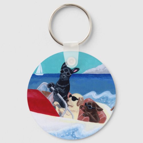 Cool Summer Labradors Painting Keychain