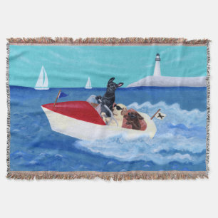 Cool Summer Labradors Painting Throw Blanket