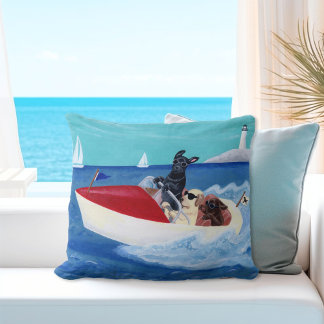 Cool Summer Labradors Painting Throw Pillow