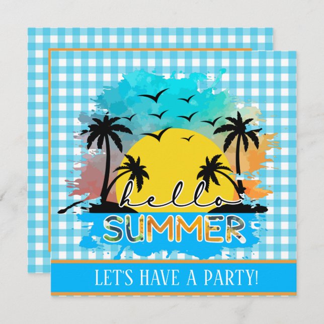 cool summer lovers party invitation (Front/Back)
