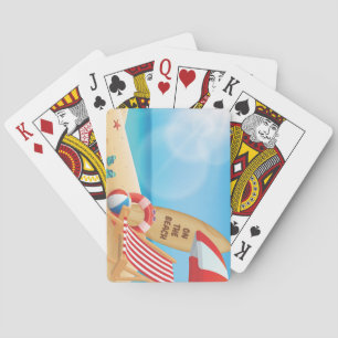 Cool Summer on the Beach with Surf Boards Poker Cards