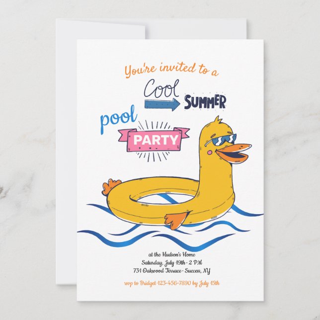 Cool Summer Pool Party Invitation (Front)