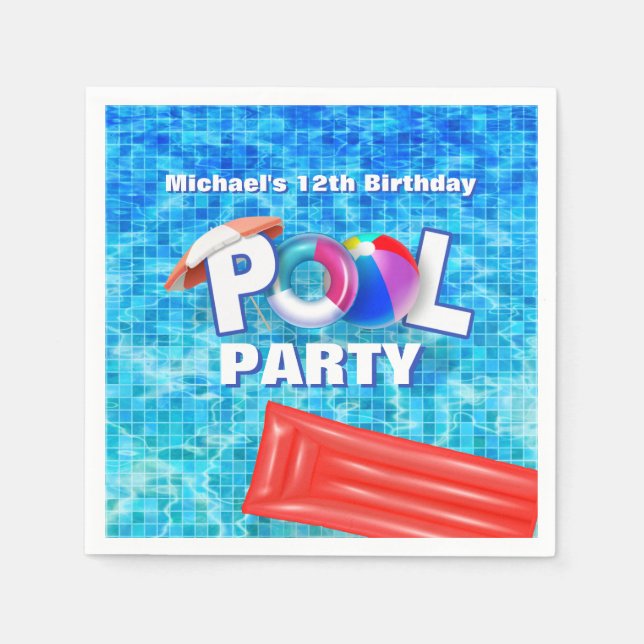 Cool Summer Pool Party Swimming Water Fun Napkins (Front)