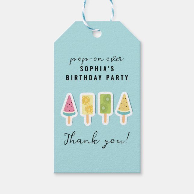 Cool Summer Popsicle Birthday Gift Tags (Front)