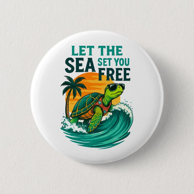 Cool Summer – Sea Turtle Vibes Button (Front)