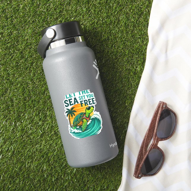 Cool Summer – Sea Turtle Vibes Sticker (HydroFlask Insitu)