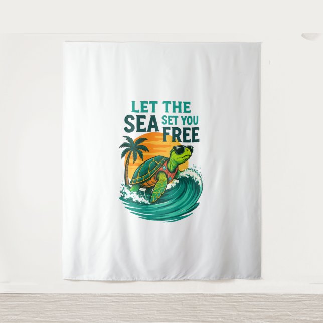 Cool Summer – Sea Turtle Vibes Tapestry (Front)