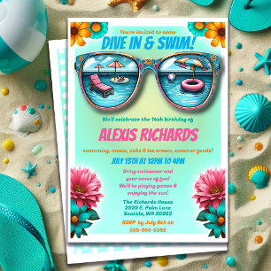 Cool Summer Splash Birthday Pool Party Invitation