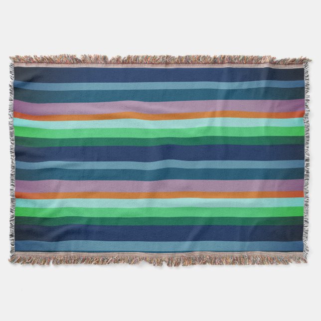Cool Summer Stripes Throw Blanket (Front)