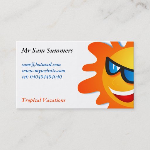 Customizable Cool Summer Sun Business Card Template