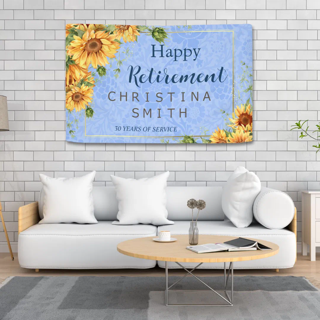 Cool Summer Sunflower Watercolor Retirement Party Banner (Cool Summer Sunflower Watercolor Retirement Party)