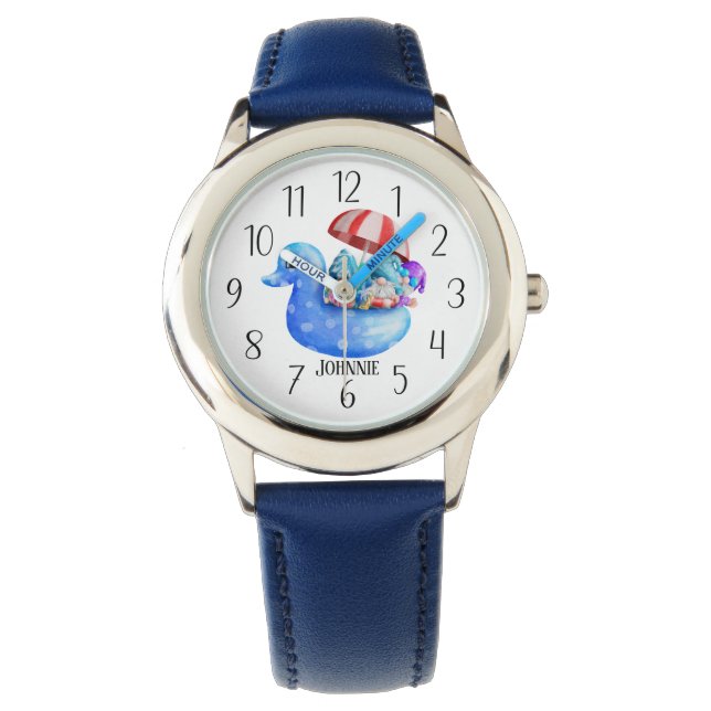 cool Summer unisex gnome add name kids Watch (Front)