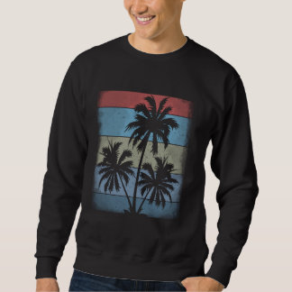 Cool Summer Vacation, Retro Sunset Palm Tree Sweatshirt