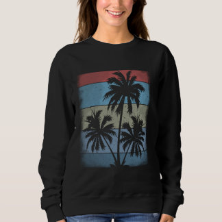 Cool Summer Vacation, Retro Sunset Palm Tree Sweatshirt