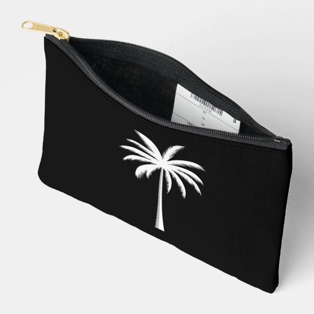 Cool Summer Vacation Sunset Beach Palm Tree Accessory Pouch (Open)