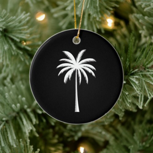 Cool Summer Vacation Sunset Beach Palm Tree Ceramic Ornament