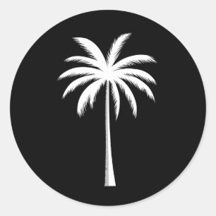 Cool Summer Vacation Sunset Beach Palm Tree Classic Round Sticker