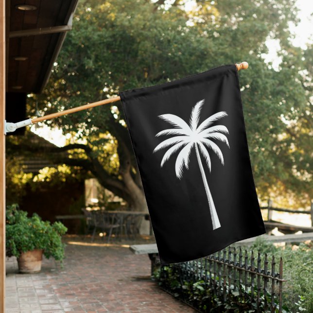 Cool Summer Vacation Sunset Beach Palm Tree House Flag (In SItu)