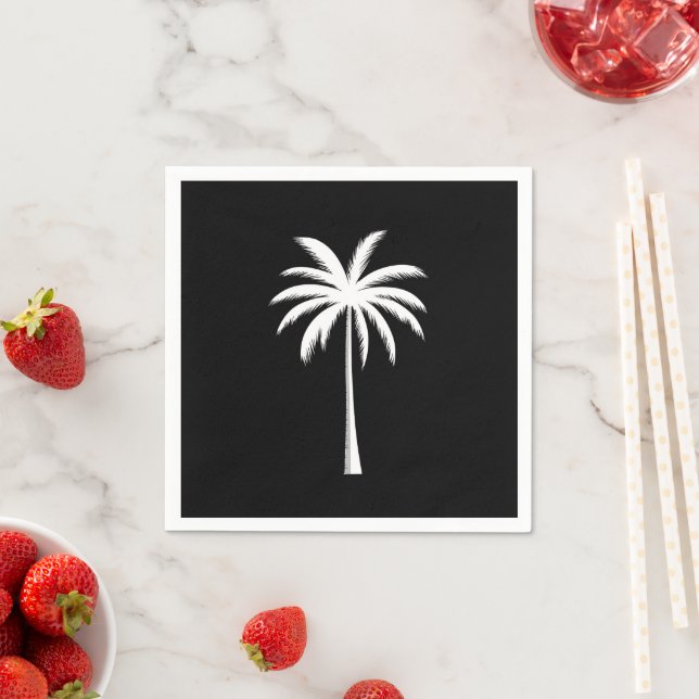 Cool Summer Vacation Sunset Beach Palm Tree Napkins (Insitu)