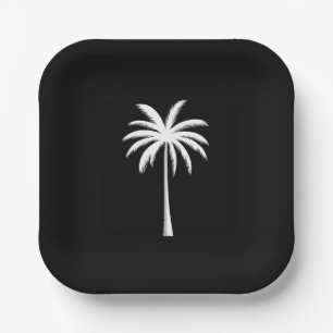 Cool Summer Vacation Sunset Beach Palm Tree Paper Plates