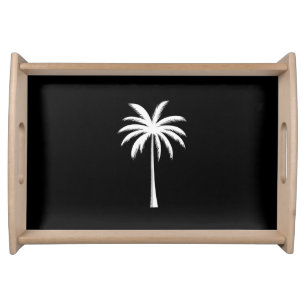 Cool Summer Vacation Sunset Beach Palm Tree Serving Tray