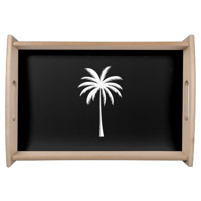 Cool Summer Vacation Sunset Beach Palm Tree Serving Tray (Front)