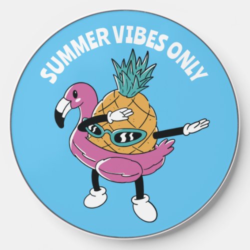 Cool Summer Vibes Only Pineapple Dabbing Swimming Wireless Charger