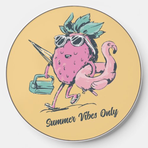 Cool Summer Vibes Only Strawberry Beach Picnic Wireless Charger