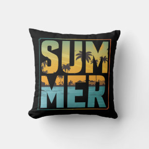 Cool Summer Vibes Palm Trees & Water Throw Pillow